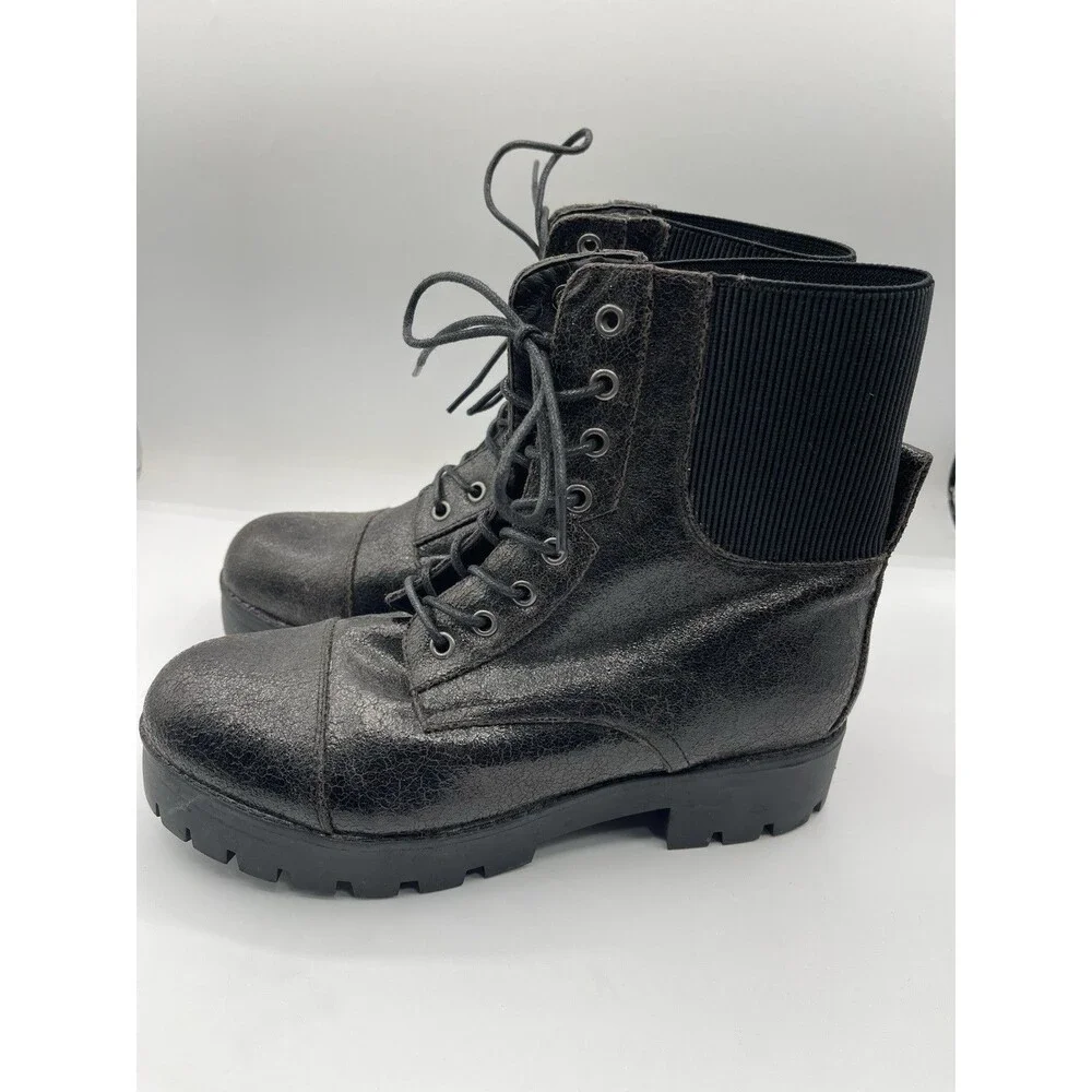 Seven7 Combat Boots Women Black Lace Up Boho Boho Size 10 New